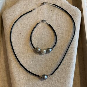 Estate Baroque Pearl Necklace and Bracelet Set